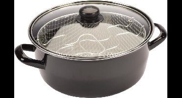 Frituurpan Emaille - Glazen Deksel - Korf - Ø 20cm