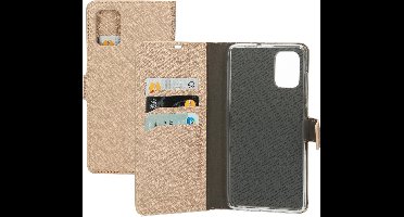 Mobiparts hoesje geschikt voor Samsung Galaxy A71 - Saffiano Wallet/Portemonnee hoesje - Magneet Sluiting - 3 Opbergvakken - Koper