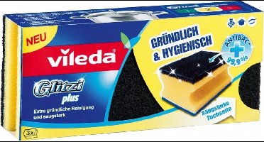 Vileda Glitzi Plus Schuursponsjes - Schoonmaakspons (3 STUKS)