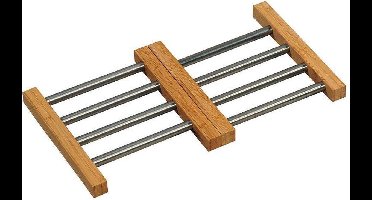 Excellent Houseware Panonderzetter - uitschuifbaar - 21 x 22 cm - bamboe en rvs - verstelbara