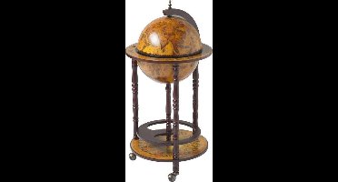Brulo - Wereldbol - Globebar - Hout - Bruin - vespucci - 36 cm diameter
