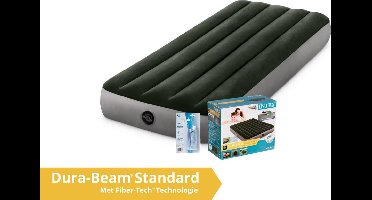 Intex luchtbed Prestige Downy - 1 persoons - 76 x 191 x 25 cm - groen / grijs (incl. Reparatiekit)