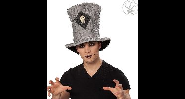 Hoge Hoed Grijs met Doodskop Deco