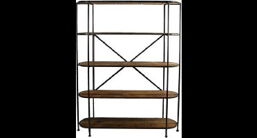 Rek - XXL- Industrieel - Zwart - Bruin - Hout  - Metaal - L42,5 x B151 x H199CM