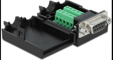 Seriële RS232 connector 9-pins SUB-D (v) met schroefingangen - 10-pins Terminal Block met behuizing / schroeven