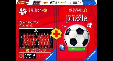 Ravensburger duopack Red Devils 2018 - 100 stukjes puzzel + 3D puzzleball 54 stukjes