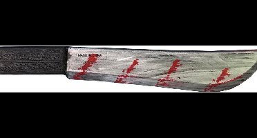 Partychimp Bebloede Machete voor bij Halloween Kostuum Volwassenen Halloween Decoratie -  40 x 10 Cm - Zilver/zwart/rood