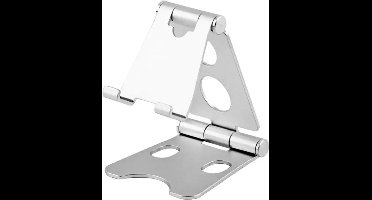 Telefoon Houder Opvouwbaar inklapbaar - Mini iPad/iPhone Standaard voor Bureau of Tafel -Telefoonhouder - ZILVER Aluminium - Voor Iphone Ipad mini Samsung Huawei Xiaomi GSM Telefoon of tablet Standaard voor op Bureau mini Tablet Folding Stand Desktop