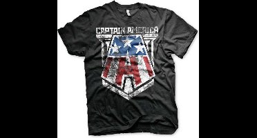 Marvel Captain America Heren Tshirt -S- Distressed A Zwart