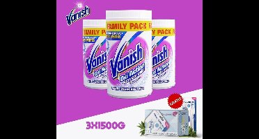 Vanish Oxi Action Crystal White Poeder Witte Was Vlekkenverwijderaar - 1.5 kg - 3 Pack Voordeel