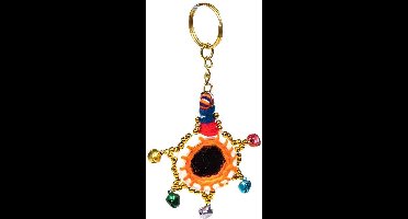 Sleutelhanger - Spiegeltje - Vrolijke Kleuren met Gekleurde Belletjes - 11 cm