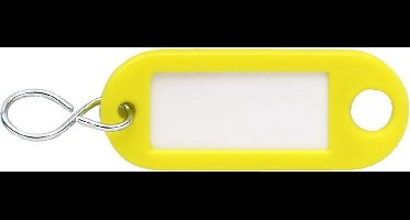 Sleutellabel met ophangoog en S-haak kunststof - Geel