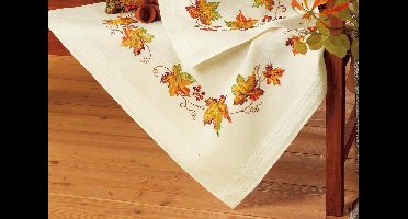 Vervaco - Tafelkleed kit - Herfstbladeren - PN-0013291 - Borduren - Borduurpakket - Borduurpakket volwassenen - Borduurpakket kind