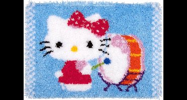 Vervaco - Knooptapijt kit - Hello Kitty speelt op trom - PN-0156491 - Borduren - Borduurpakket - Borduurpakket volwassenen - Borduurpakket kind
