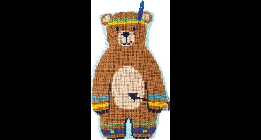 Vervaco - Kruissteekvormkussen kit - Indianen beer - PN-0154542 - Borduren - Borduurpakket - Borduurpakket volwassenen - Borduurpakket kind