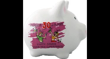 Spaarvarken Hoera 30 jaar. 11 x 12 x 10 cm