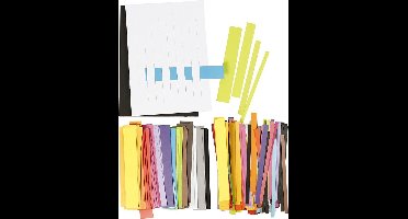 Papier weven set, b: 10+15+25+35 mm, l: 21 cm, 1 doos