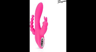 Teazers - Dubbele Rabbit Vibrator - Oplaadbaar - Waterproof - Vibrator met Driedubbele Stimulatie - Vibrators voor Vrouwen en Mannen - Sex Toys voor Vrouwen - Vibrators - G-Spot Vibrator - Clitoris Stimulator - Buttplug Vibrator - Roze