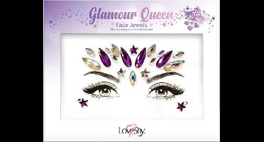 PaintGlow Gezicht Diamanten Sticker Glamour Queen Paars