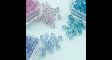 Acrylkralen 4mm Diamond Shape - 4 grs x 3 doosjes Lila, Lichtblauw, Donkerblauw