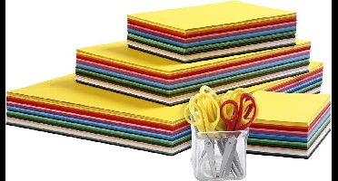 Colortime 1500 vellen gekleurd karton en 12 kinderscharen