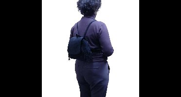 Castillo Suede Vibes Leren Franje Rugzak 5 Liter - Kleine Dames Rugtas van Leer - Zwart