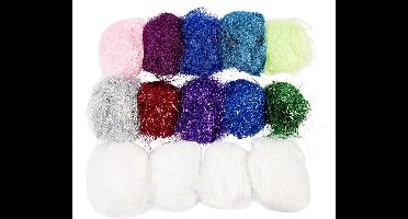 Plastic fibers, 500 gr, diverse kleuren