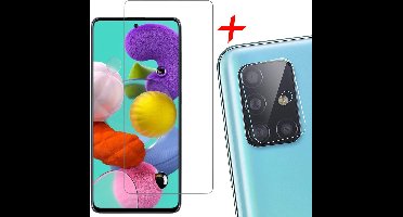 Screenprotector geschikt voor Samsung A51 + Camera Lens Protector - Glas Screen Protector