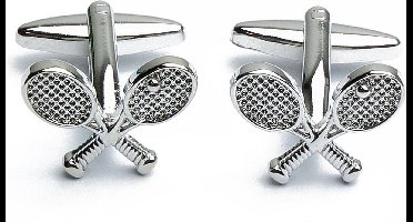 Manchetknopen - Tennis Racket Gekruist met Bal