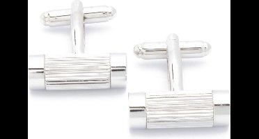 Manchetknopen - Cilinder met Ribbels en Gepolijste Zijkant