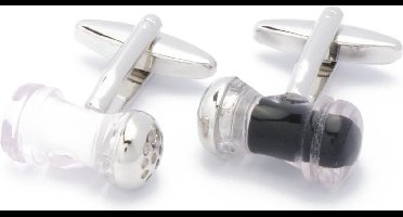 Manchetknopen - Peper en Zout Set Zwart Wit