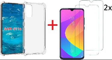 Hoesje Geschikt Voor Samsung Galaxy S20 Hoesje - Clear Anti Shock Back hoesje & 2x Screenprotector Combi - transparant