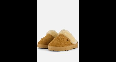 Warmbat Flurry Suede Plateau Dames Sloffen - Cognac