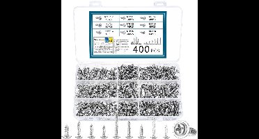Azomor® Assortiment van 400 Zelftappende Schroeven voor Hout en Metaal
