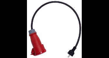 32A CEE verloopstekker rood 5 polig naar EU (Schuko) stopcontact (1 meter)