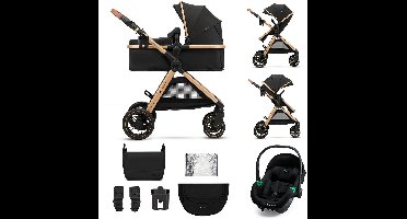 Kinderkraft ESME PRO 3-in-1 Kinderwagen – Beigekleurige multifunctionele combi met reiswieg, wandelwagen en autostoel - Zwart