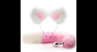Lovesecret Sensual – LS47 Fox Set Roze / Wit – Vossenstaart Plug & Vossenoren Cadeauset
