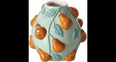 Vaas keramiek groen met bruine peren Boltze 20 cm