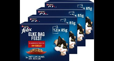 Felix Elke Dag Feest in Gelei Countryside Selection - Kattenvoer Natvoer - Lam Kip Rund & Konijn - 48 x 85 g
