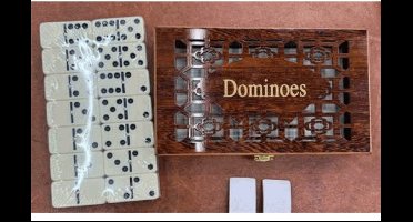 HOT Games domino spel dubbel 6 in MDF houten kist - extra dik.