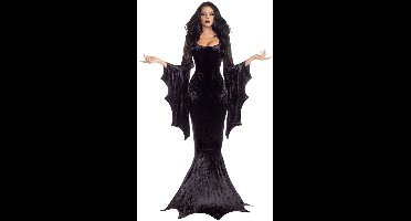 Joya Kids® | Verkleedjurk Dames Vampier | Zwarte Fluwelen Jurk met Vleermuismouwen | Verkleed Kostuum Dames Halloween | Verkleed Jurk Fluweel Heks Volwassenen | Maat L