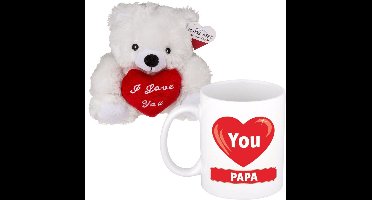Vaderdagcadeau - knuffelbeer en koffiemok - cadeau - love you papa - mokken