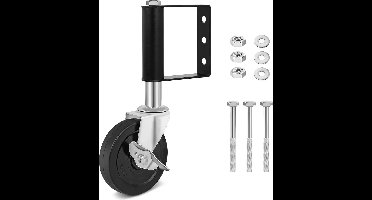 Veerbelast Poortwiel - 4 Inch Rubberen Poortzwenkwiel - 360 Graden Draaibaar - Veerbelast Zwenkwiel - Hekwiel - Zwart - 1 Stuck