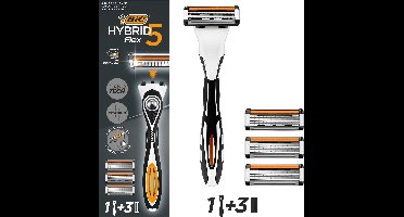 BIC Hybrid 5 Flex - Scheermesjes - Voor Mannen - 5 Titanium Scheerbladen - Heren Scheermes Houder met 3 Navullingen - 1 set