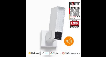 Netatmo Smarte Überwachungskamera für den Außenbereich mit 105 dB Sirene, WLAN, integrierter Beleuchtung, Bewegungserkennung, Nachtsicht, ohne Abonnement, weiß, NOC-S-W-DE