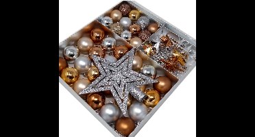 Boraboi® Complete 45-delige kerstversieringsset met ballen, sterren en parelketting 45 stuuks
