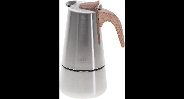 RVS Moka Pot – 6 Kops Espresso Percolator – Geschikt voor Inductie, Gas, Keramisch & Halogeen – 350ml – Veiligheidsventiel – Vaatwasserbestendig - Camry CR 4423