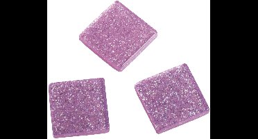 1025x stuks Acryl glitter mozaiek steentjes/tegeltjes roze 1 x 1 cm - Mozaieken maken