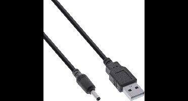 USB-A - DC plug kabel | 3,5 x 1,35mm | max. 5V/3A (15W) | zwart | 1 meter