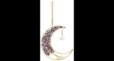 Suncatcher maan met amethist en levensboom - ±17 cm
